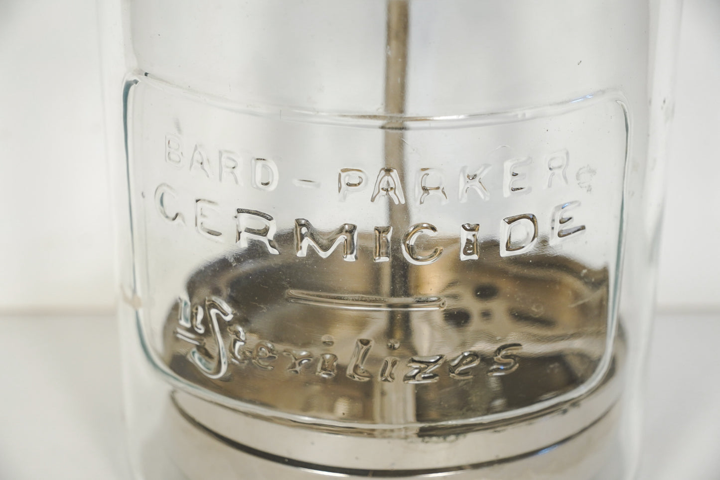Vintage Bard-Parker Germicide Glass Jar Medical/Barber Sterilizer Jar with Lid