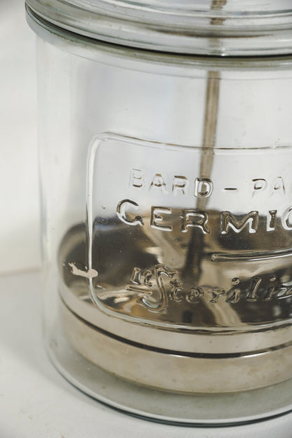 Vintage Bard-Parker Germicide Glass Jar Medical/Barber Sterilizer Jar with Lid