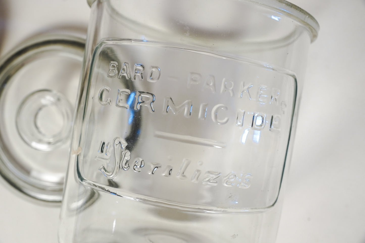 Vintage Bard-Parker Germicide Glass Jar Medical/Barber Sterilizer Jar with Lid