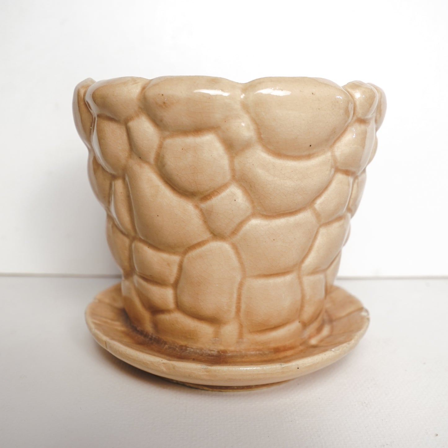 Vintage 1930s Brush McCoy Pottery Peach Pink Pebble Flower Pot 5.5in Planter