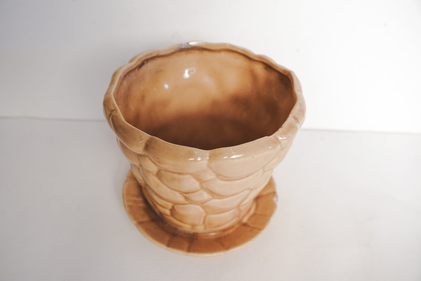 Vintage 1930s Brush McCoy Pottery Peach Pink Pebble Flower Pot 5.5in Planter