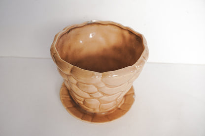 Vintage 1930s Brush McCoy Pottery Peach Pink Pebble Flower Pot 5.5in Planter