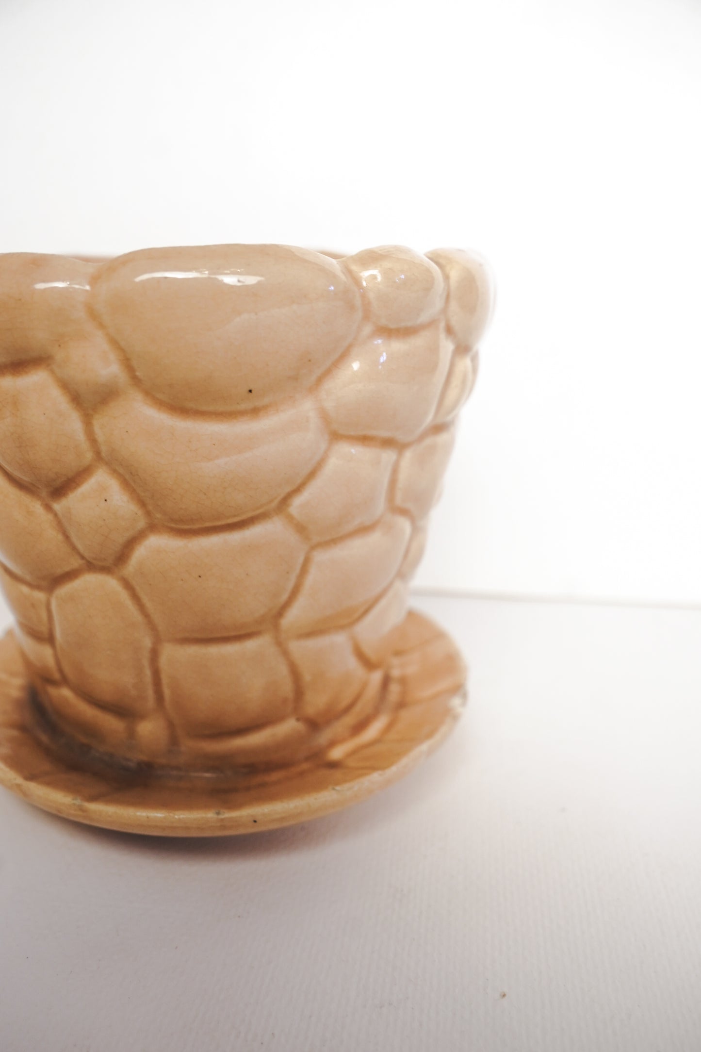 Vintage 1930s Brush McCoy Pottery Peach Pink Pebble Flower Pot 5.5in Planter