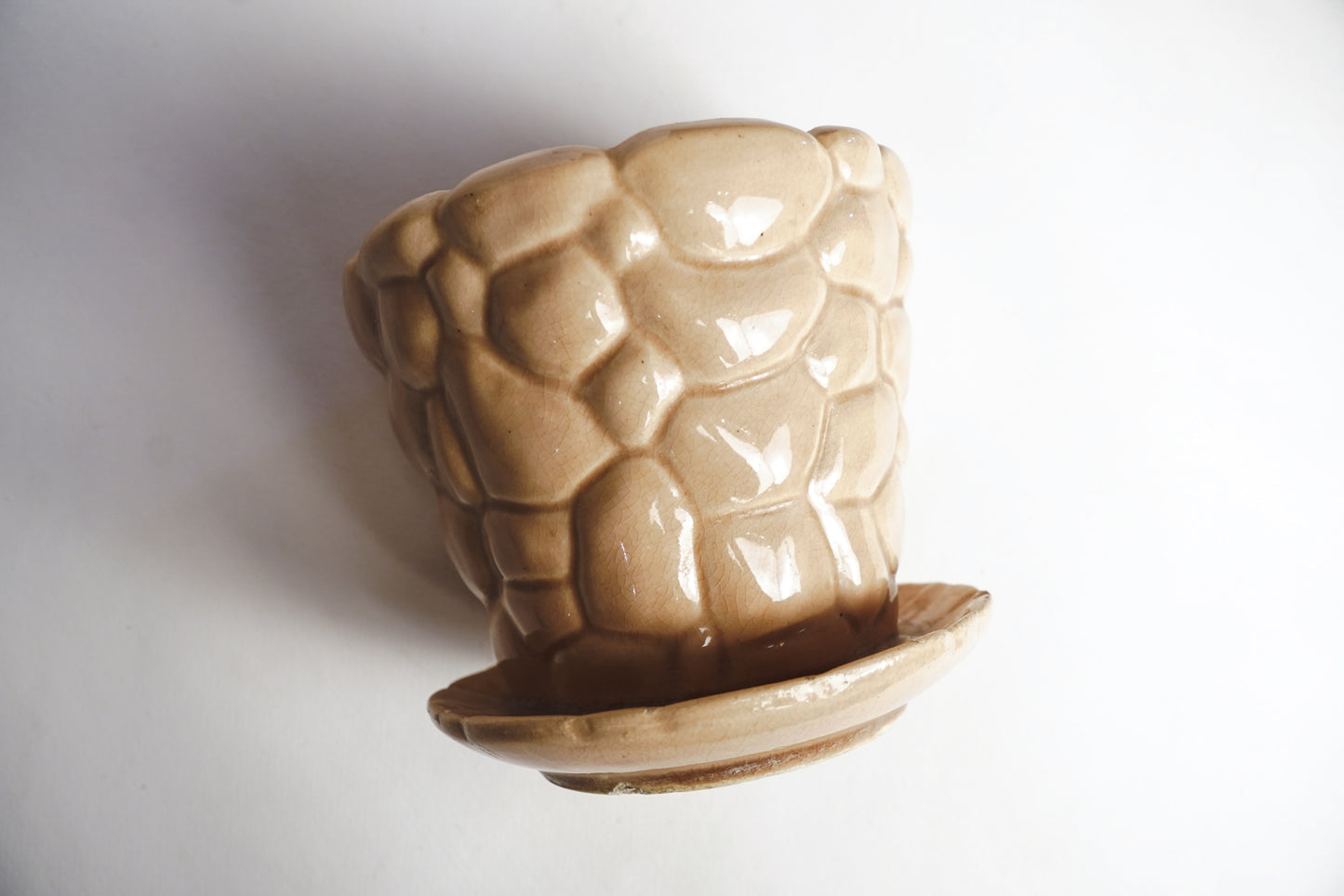 Vintage 1930s Brush McCoy Pottery Peach Pink Pebble Flower Pot 5.5in Planter