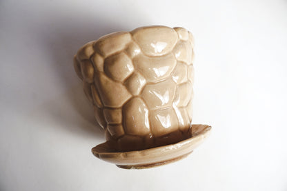 Vintage 1930s Brush McCoy Pottery Peach Pink Pebble Flower Pot 5.5in Planter