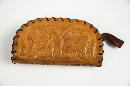 Leather Hand Tooled Badlands, SD Souvenir Coin Purse Zippered