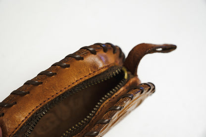 Leather Hand Tooled Badlands, SD Souvenir Coin Purse Zippered