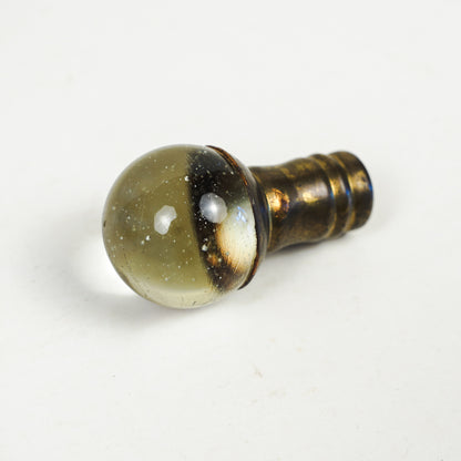 Clear Glass Ball Marble Lamp Finial Brass Base with Bubbles