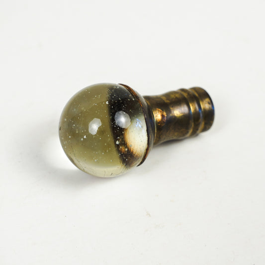Clear Glass Ball Marble Lamp Finial Brass Base with Bubbles