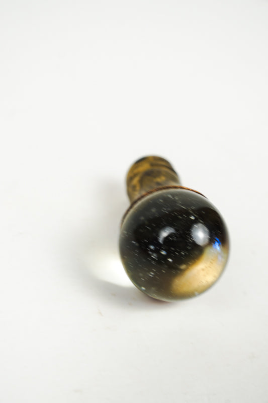 Clear Glass Ball Marble Lamp Finial Brass Base with Bubbles