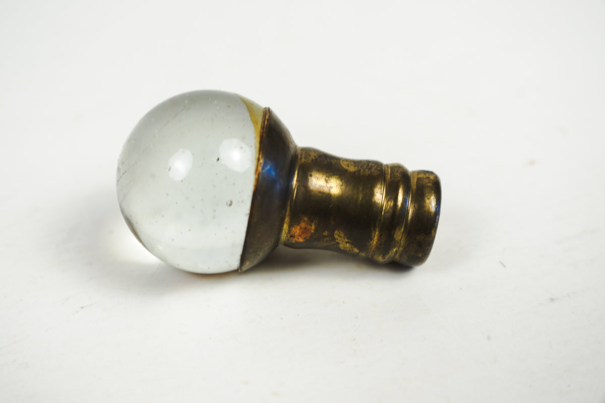 Clear Glass Ball Marble Lamp Finial Brass Base with Bubbles