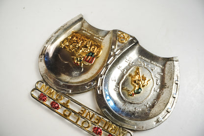 Old Abilene Town Texas Tin Horseshoe Souvenir Tray Ashtray