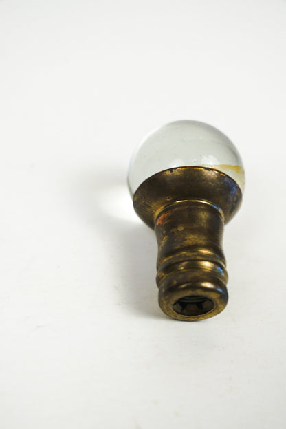 Clear Glass Ball Marble Lamp Finial Brass Base with Bubbles