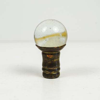 Clear Glass Ball Marble Lamp Finial Brass Base with Bubbles