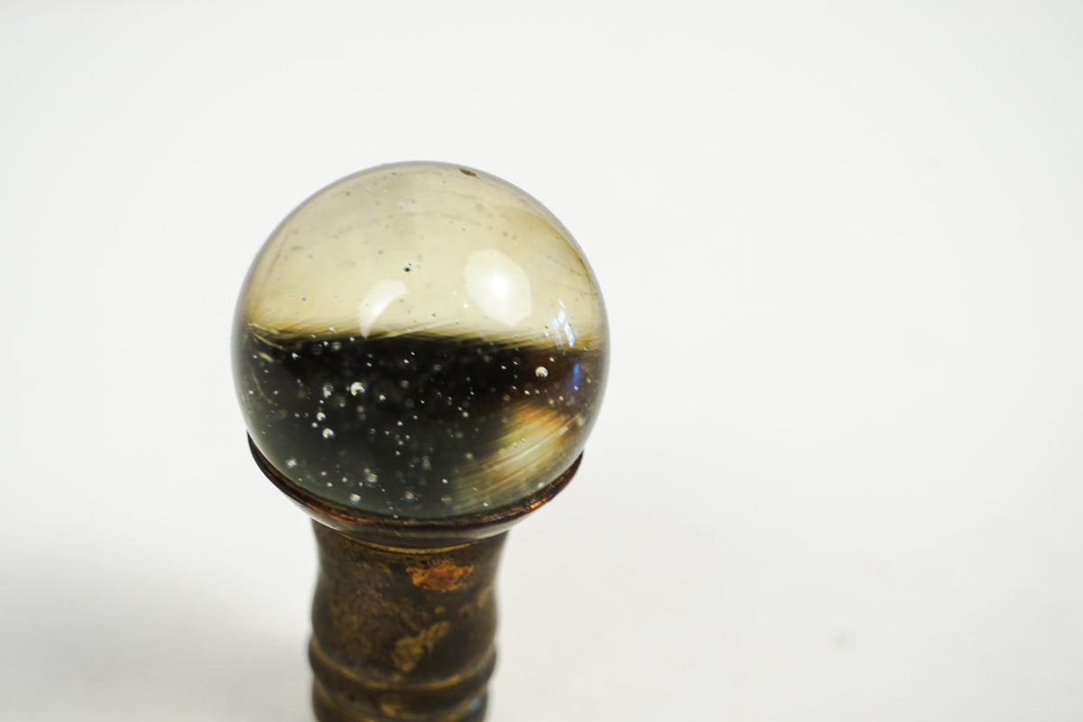 Clear Glass Ball Marble Lamp Finial Brass Base with Bubbles