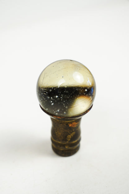 Clear Glass Ball Marble Lamp Finial Brass Base with Bubbles