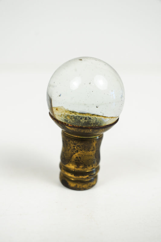 Clear Glass Ball Marble Lamp Finial Brass Base with Bubbles