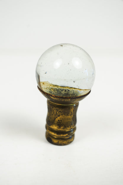 Clear Glass Ball Marble Lamp Finial Brass Base with Bubbles