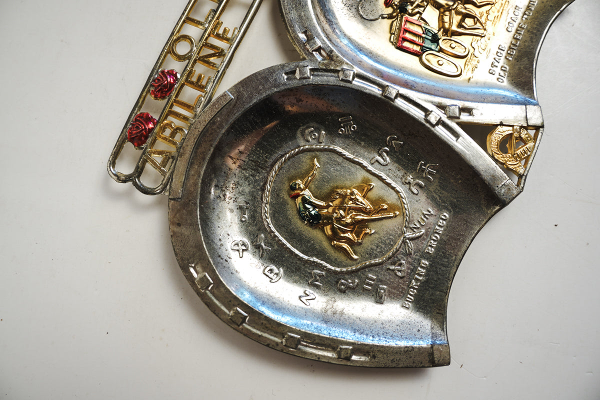 Old Abilene Town Texas Tin Horseshoe Souvenir Tray Ashtray