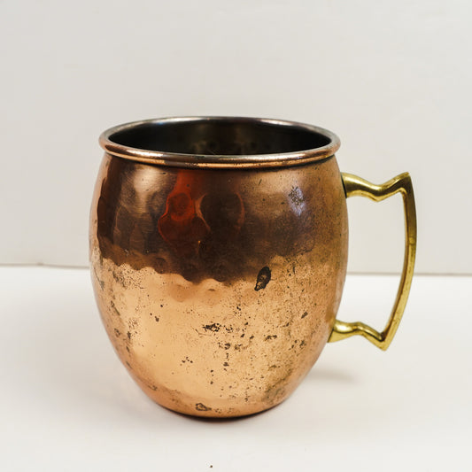 O.D.I. Made in India Hammered Copper Mug with Geometric Brass Handle