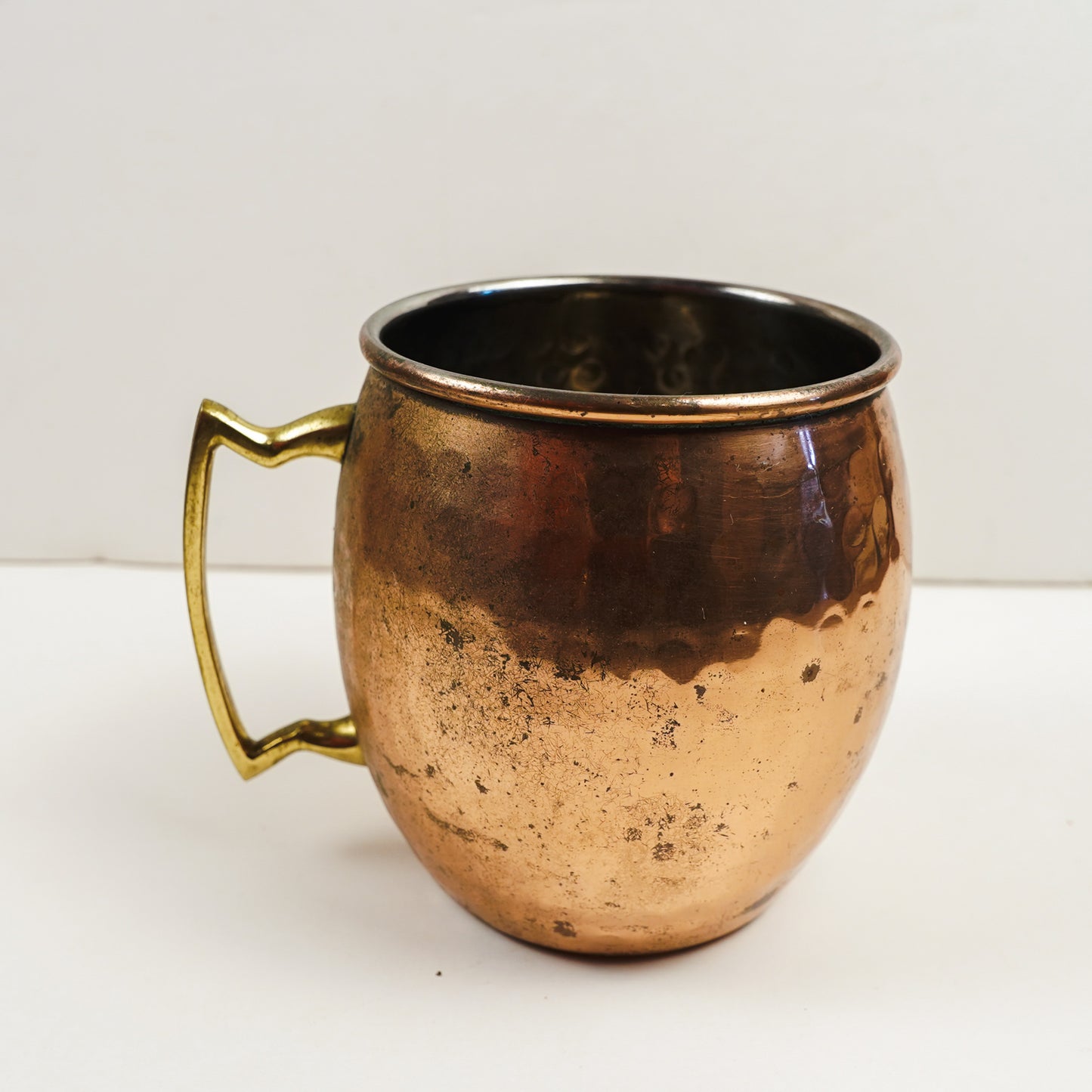 O.D.I. Made in India Hammered Copper Mug with Geometric Brass Handle