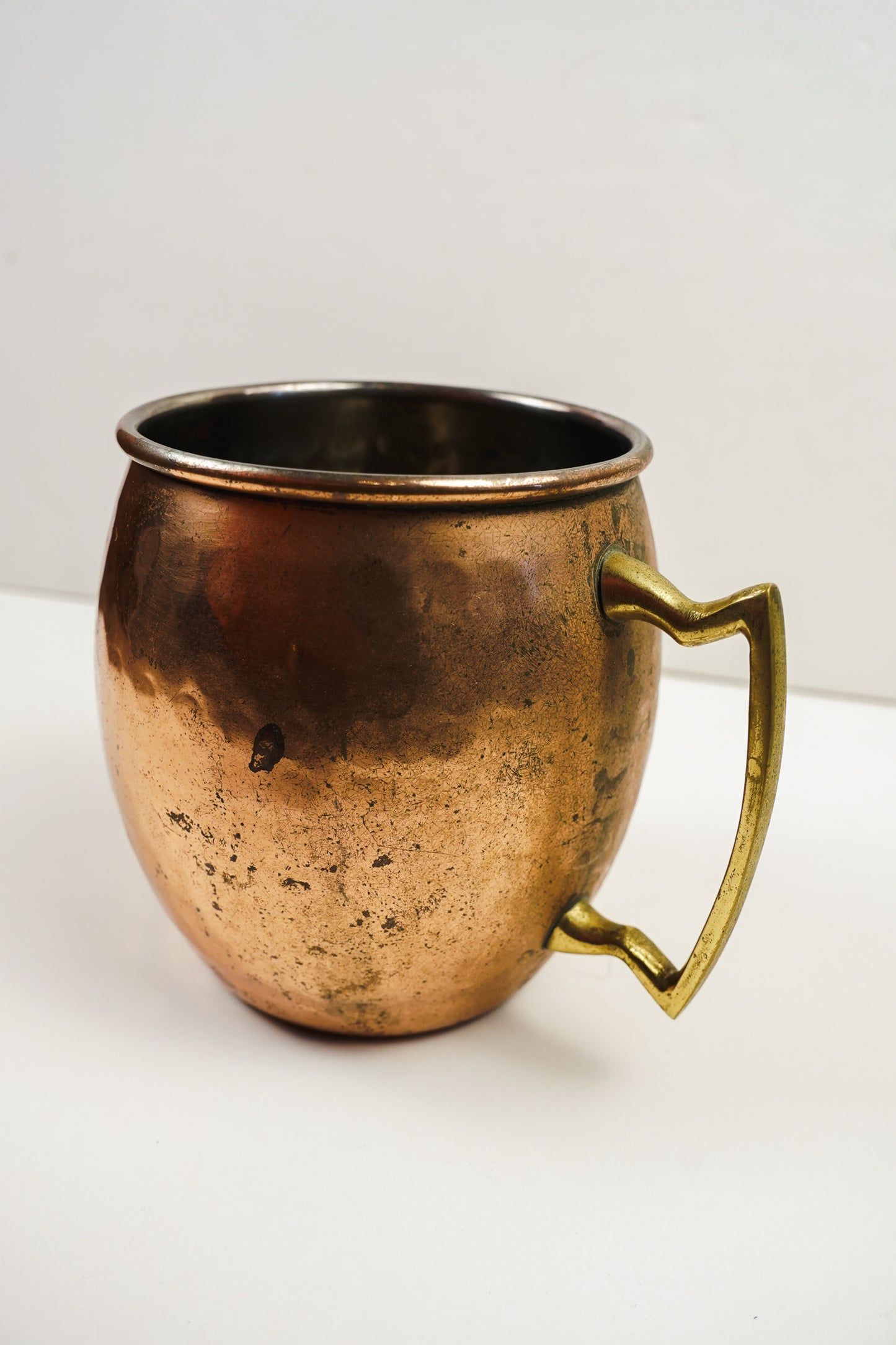 O.D.I. Made in India Hammered Copper Mug with Geometric Brass Handle