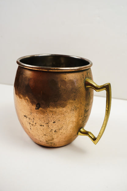 O.D.I. Made in India Hammered Copper Mug with Geometric Brass Handle