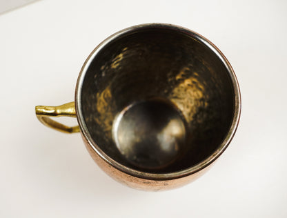 O.D.I. Made in India Hammered Copper Mug with Geometric Brass Handle