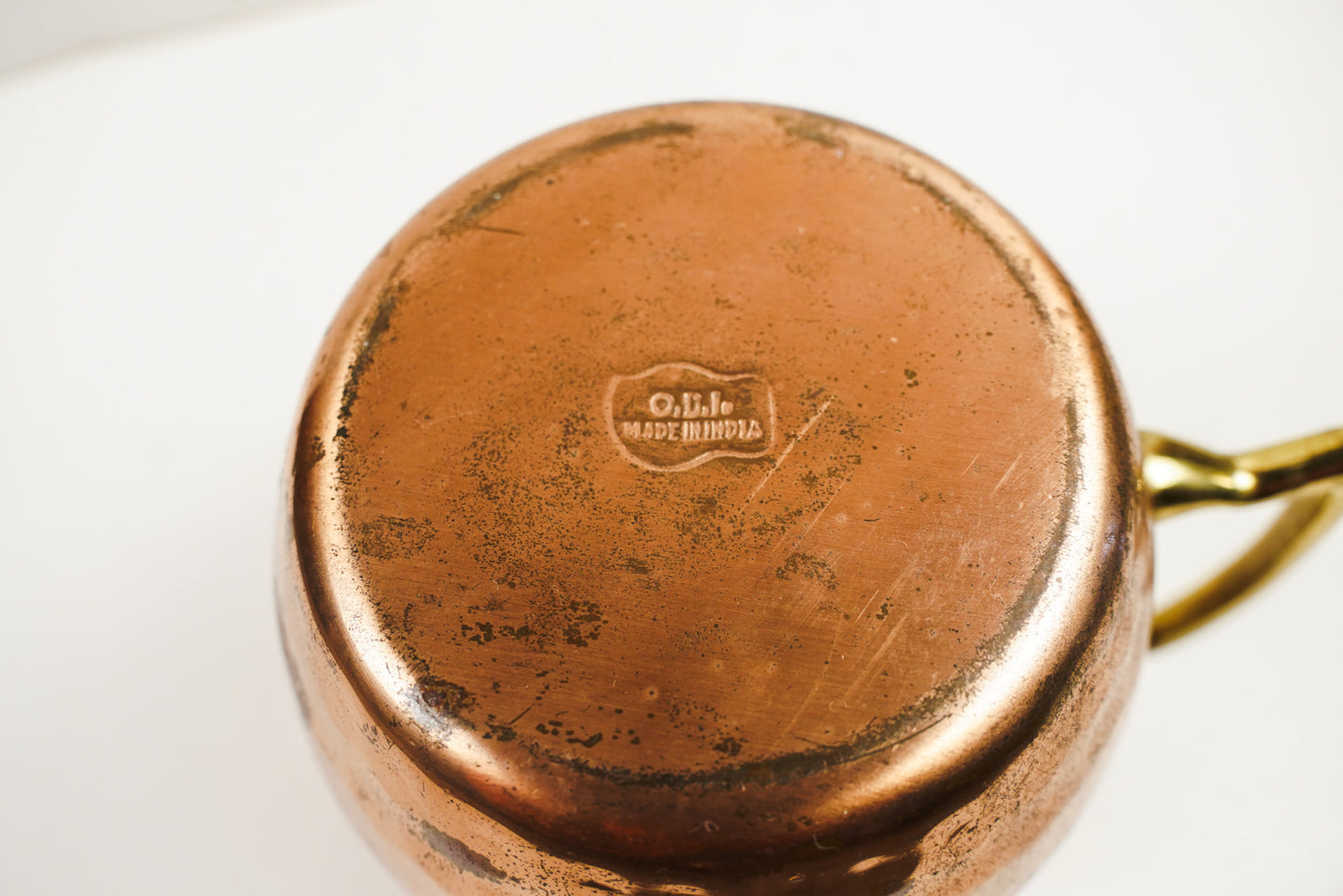 O.D.I. Made in India Hammered Copper Mug with Geometric Brass Handle