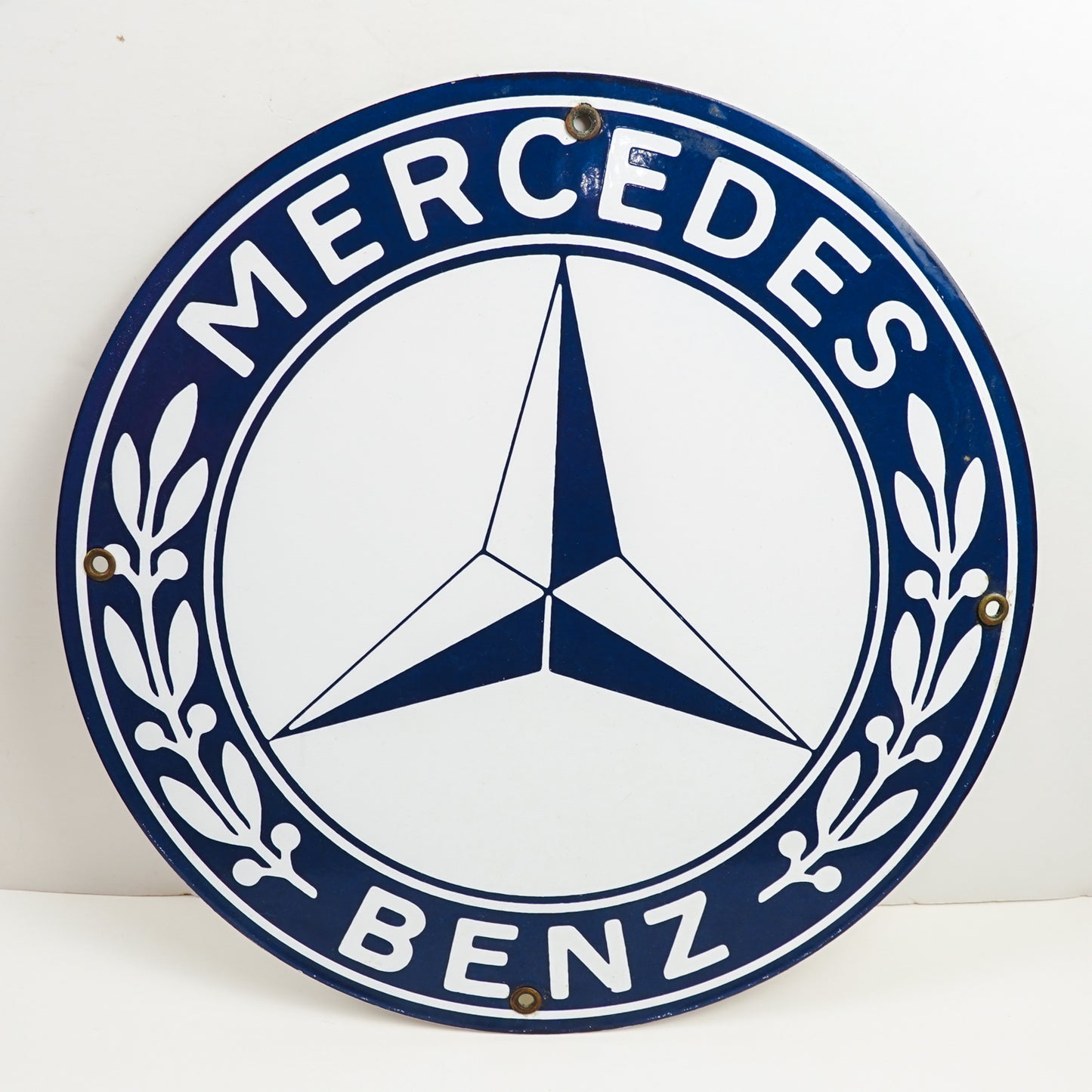 Mercedes Benz Porcelain Enamel Sign Round 11.75in