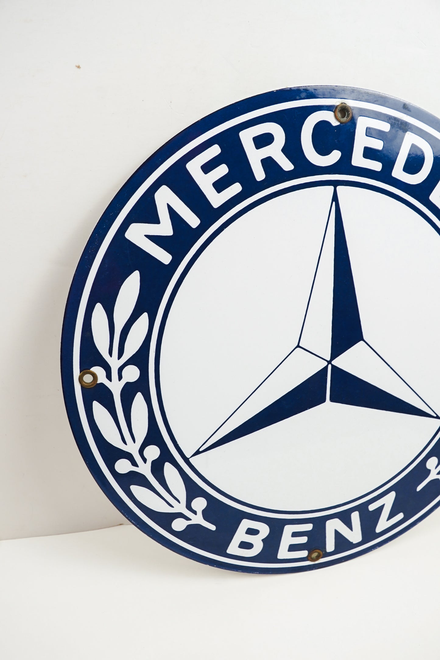 Mercedes Benz Porcelain Enamel Sign Round 11.75in