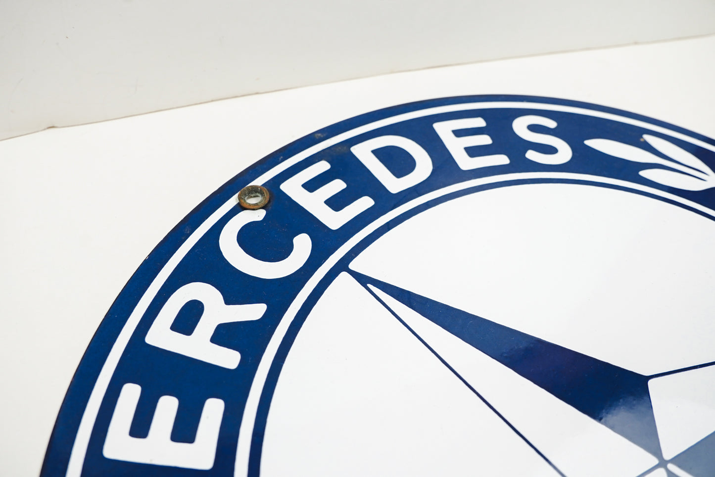 Mercedes Benz Porcelain Enamel Sign Round 11.75in