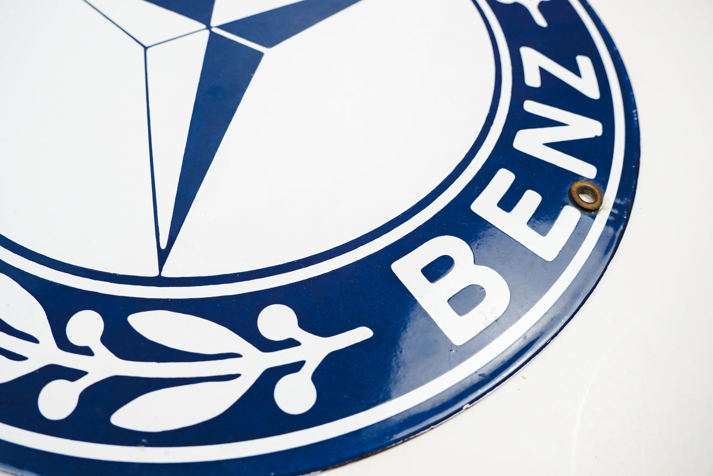 Mercedes Benz Porcelain Enamel Sign Round 11.75in