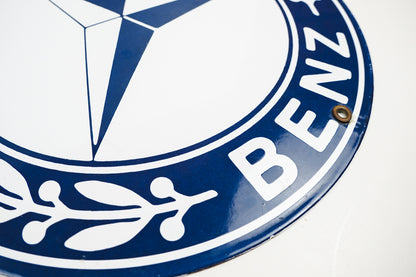 Mercedes Benz Porcelain Enamel Sign Round 11.75in