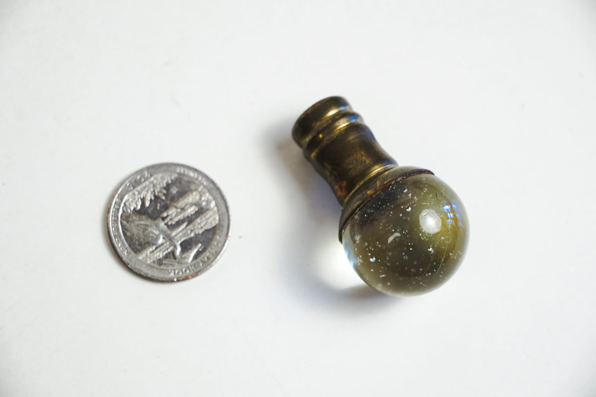 Clear Glass Ball Marble Lamp Finial Brass Base with Bubbles