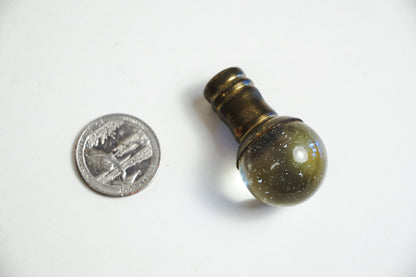 Clear Glass Ball Marble Lamp Finial Brass Base with Bubbles