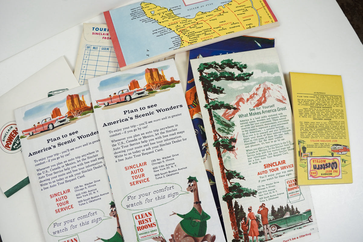 1950s Sinclair Oil Auto Tour Service Road Maps Info Guides