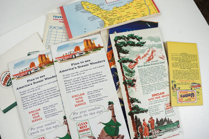1950s Sinclair Oil Auto Tour Service Road Maps Info Guides