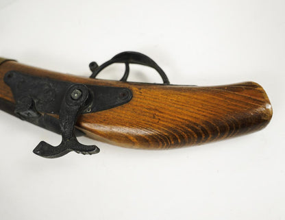 60s Flintlock Wooden Toy Pirate Cap Gun Double Barrel Black Powder