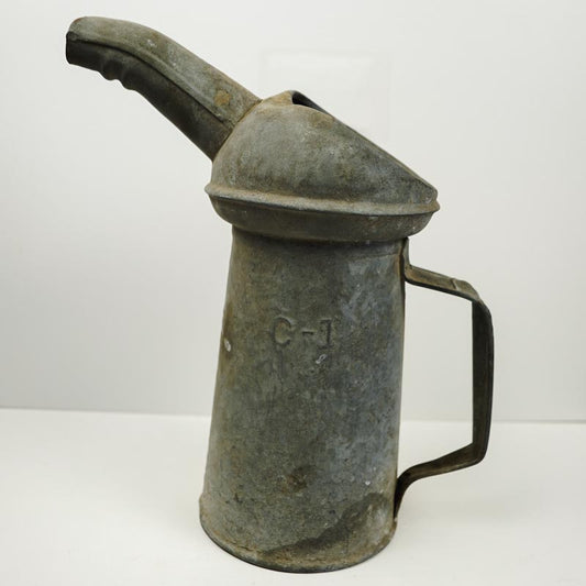 Vintage 1930's Motor Oil Galvanized Metal 1 Quart Can Pour Spout with Handle