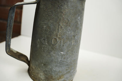 Vintage 1930's Motor Oil Galvanized Metal 1 Quart Can Pour Spout with Handle