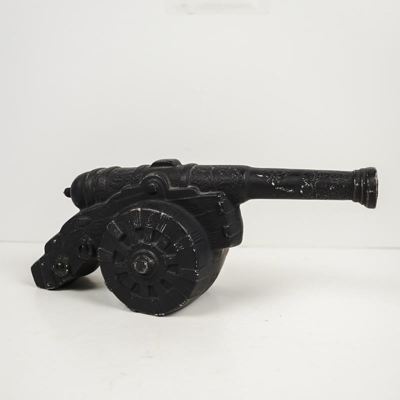 Black Ceramic Cannon Model Hand Painted Hollow 6in