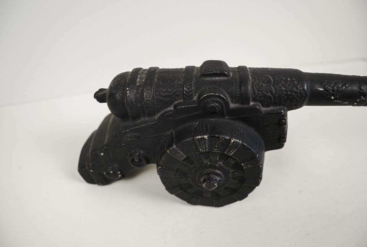 Black Ceramic Cannon Model Hand Painted Hollow 6in