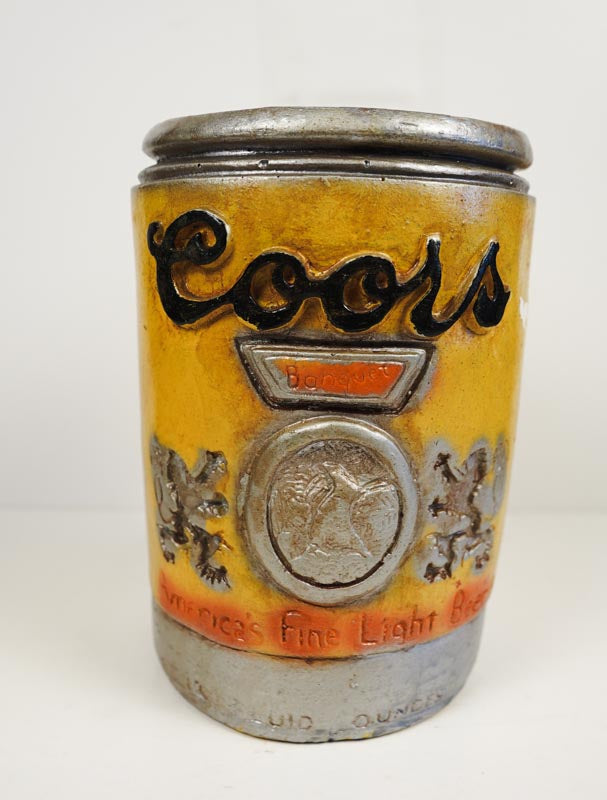 1975 Mylo Creations COORS Ceramic Beer Can Mug 6in Tall Thick Heavy Stein