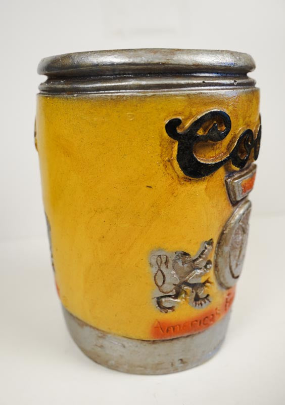1975 Mylo Creations COORS Ceramic Beer Can Mug 6in Tall Thick Heavy Stein