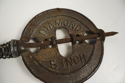 Antique Adams Company Dubuque IA Cast Iron 6” Diamond Stove Damper Flue Cover