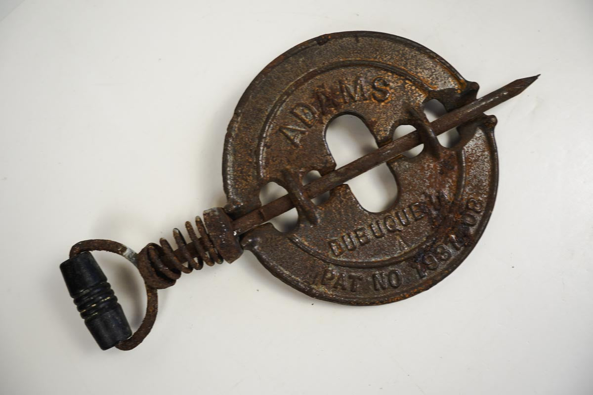 Antique Adams Company Dubuque IA Cast Iron 6” Diamond Stove Damper Flue Cover