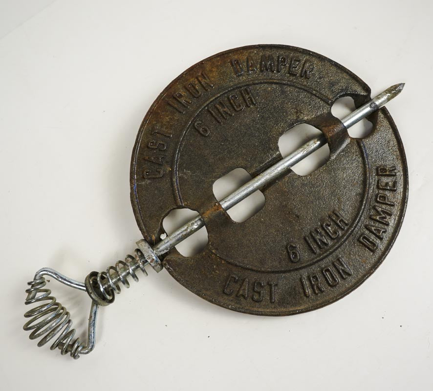 Vintage Cast Iron Damper Stove Damper Flue Cover 6” For Wood Stove