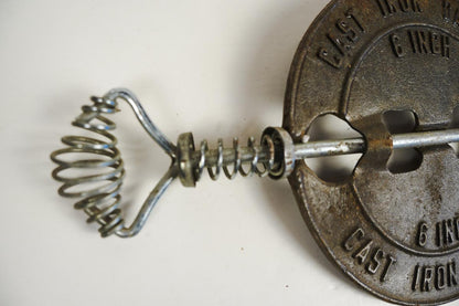 Vintage Cast Iron Damper Stove Damper Flue Cover 6” For Wood Stove