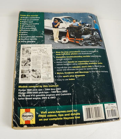 Haynes Repair Manual Dodge 1500/2500/3500 Models Full-Size Pick-Up 1994-2002